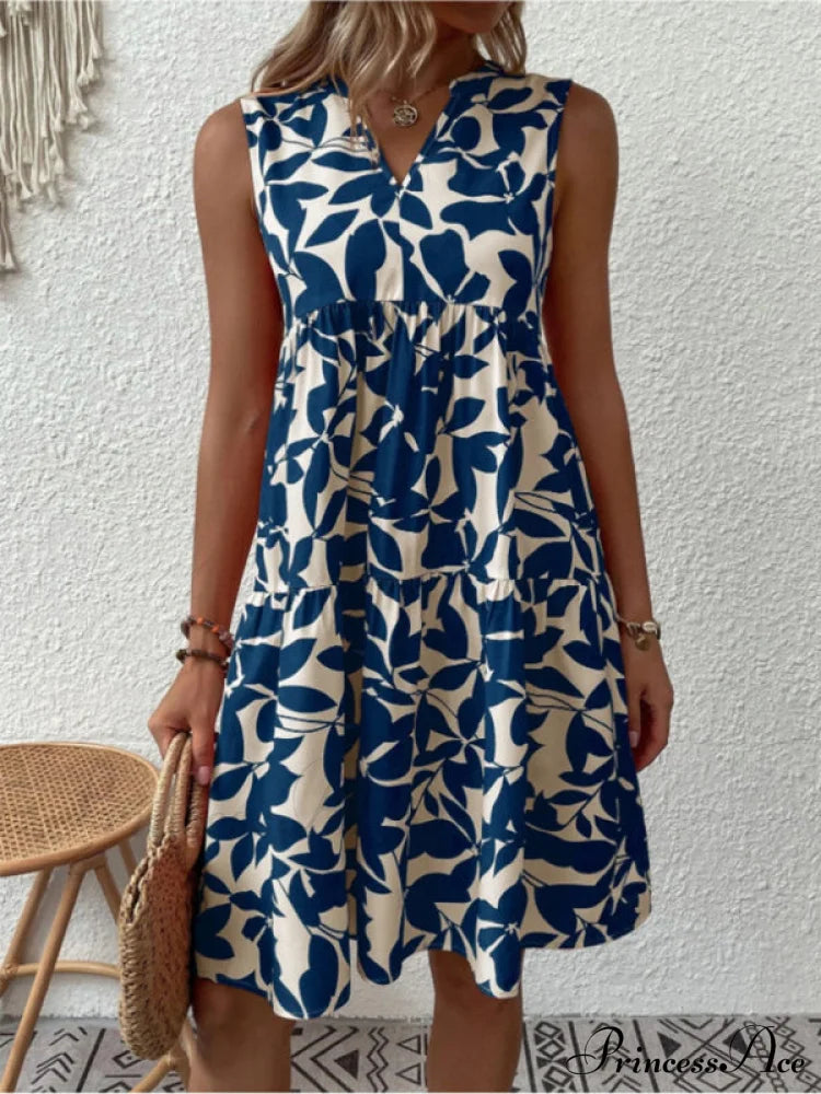 For Tiered Design Sleeveless Minidress Flowered Ruffle Women