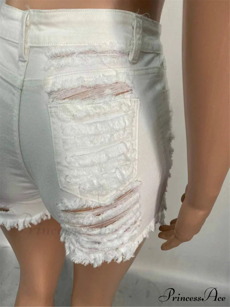 For Warm-Season Waist High Denim Hole Pants Out Ripped Hollow Shorts Women