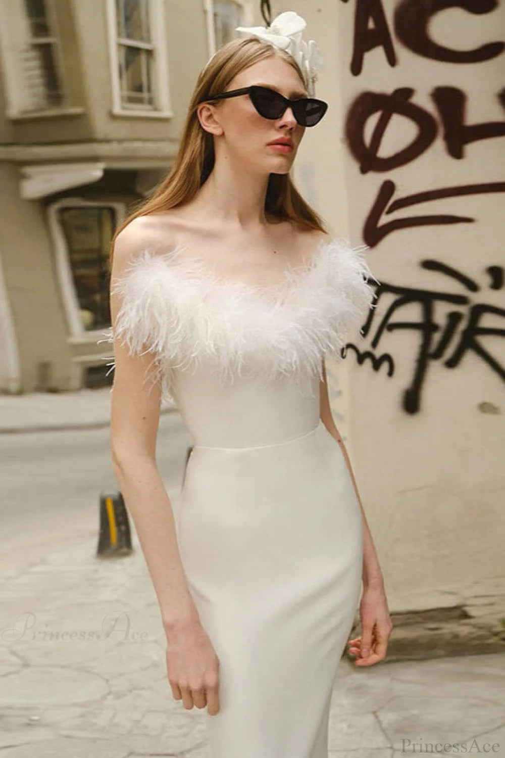 Frayed Edge V-Neck Strapless Fitted Maxi Party Dress White / S