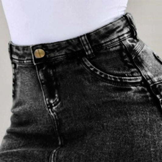 Frayed Hem Holiday Denim Skirt skirts-250223