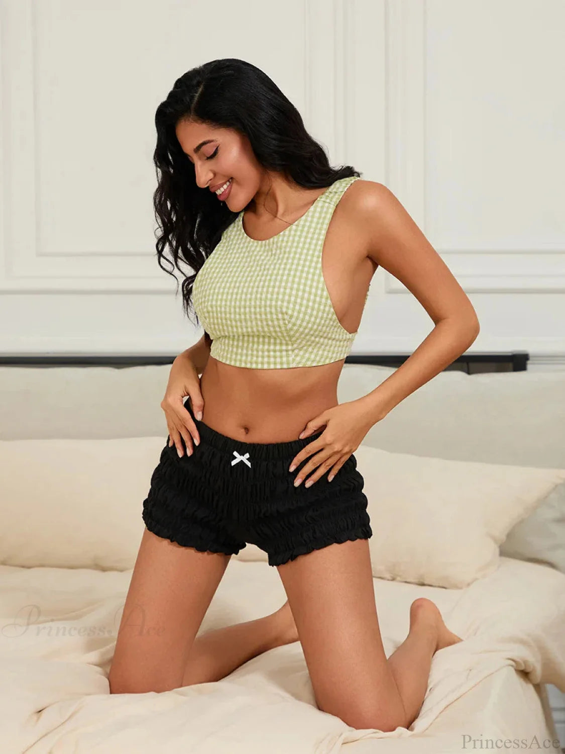 Frilly Gathered Bloomer Short Black / S