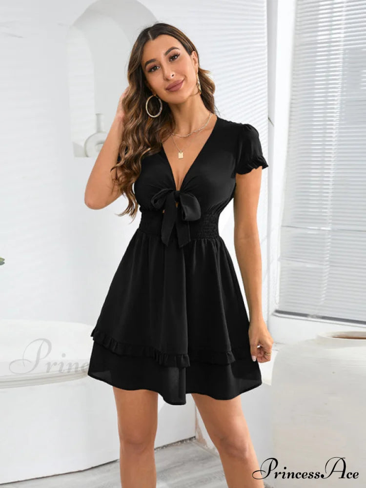 Front Color Mini Crepe Tie For Solid Gown Women
