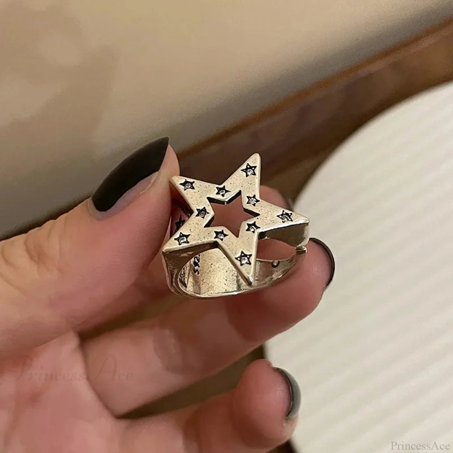 Gender-neutral Vintage Wings Skeleton Gothic Ring sliver5