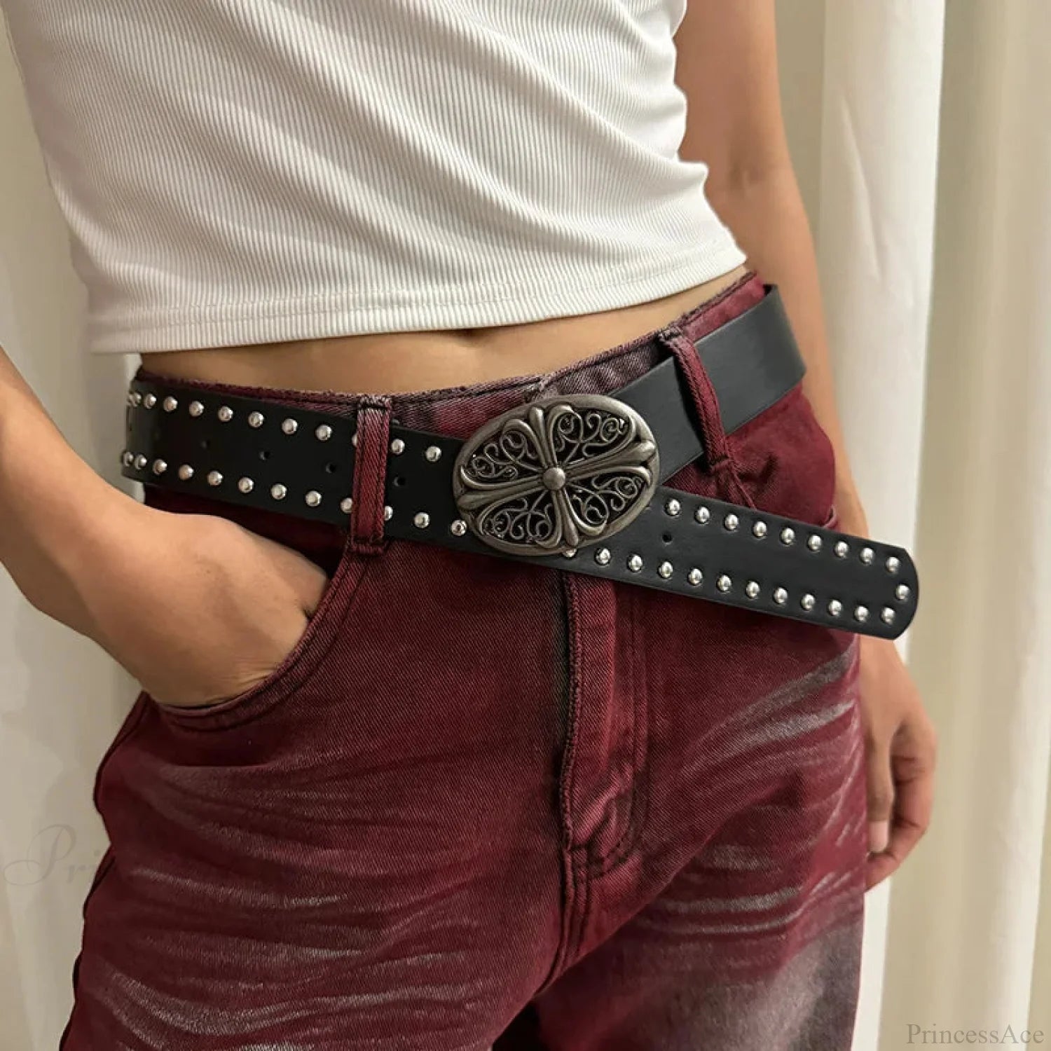 Genderless Gothic Cross Rivet Belt