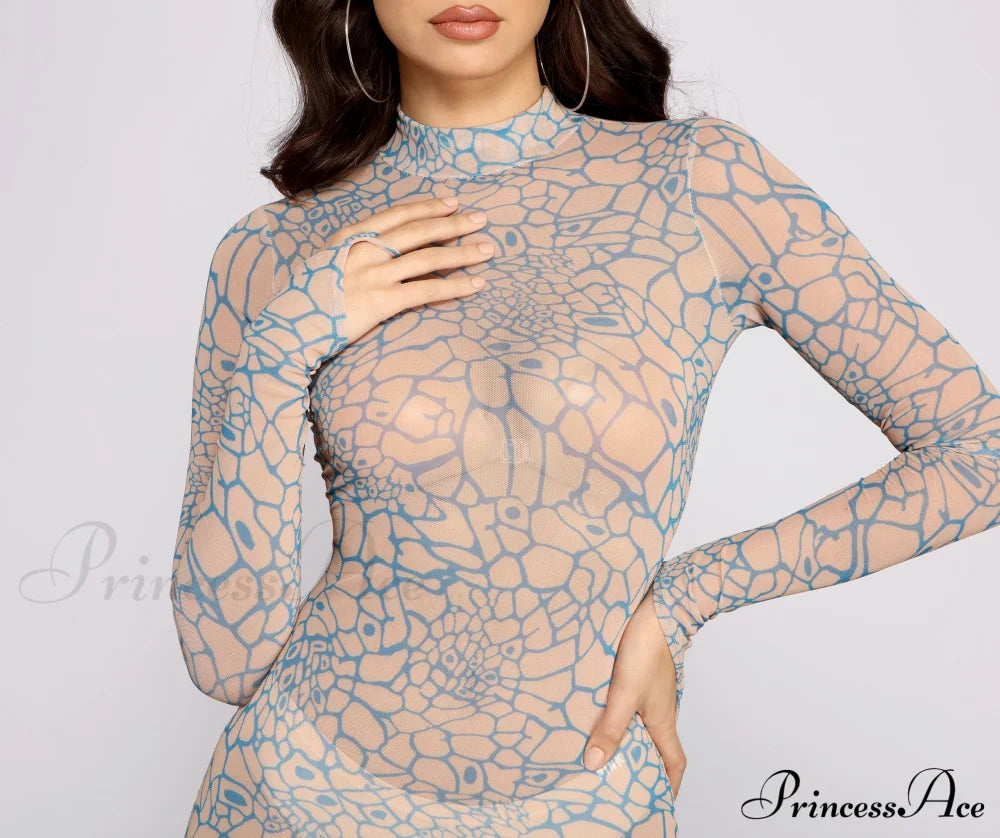 Geometric Glam Stylish Mesh Mini Dress Club Dresses