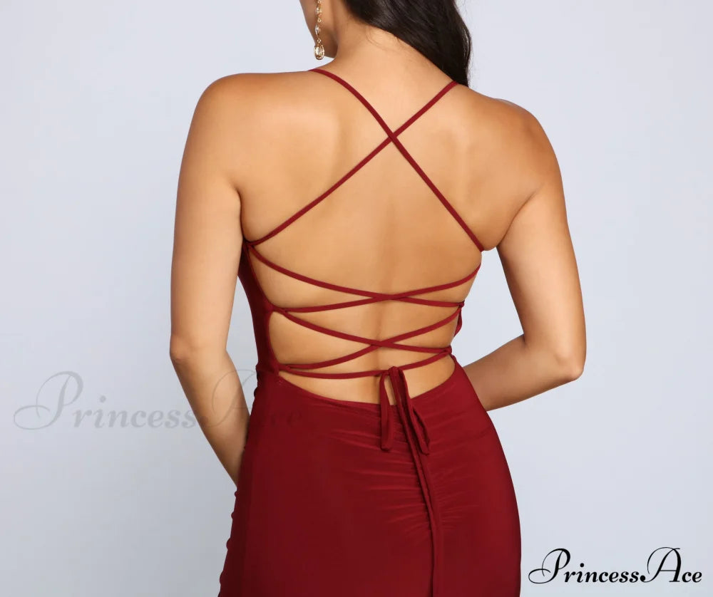 Gia Lace-Up Stylish Formal High-Slit Dress S.o. Long Dresses