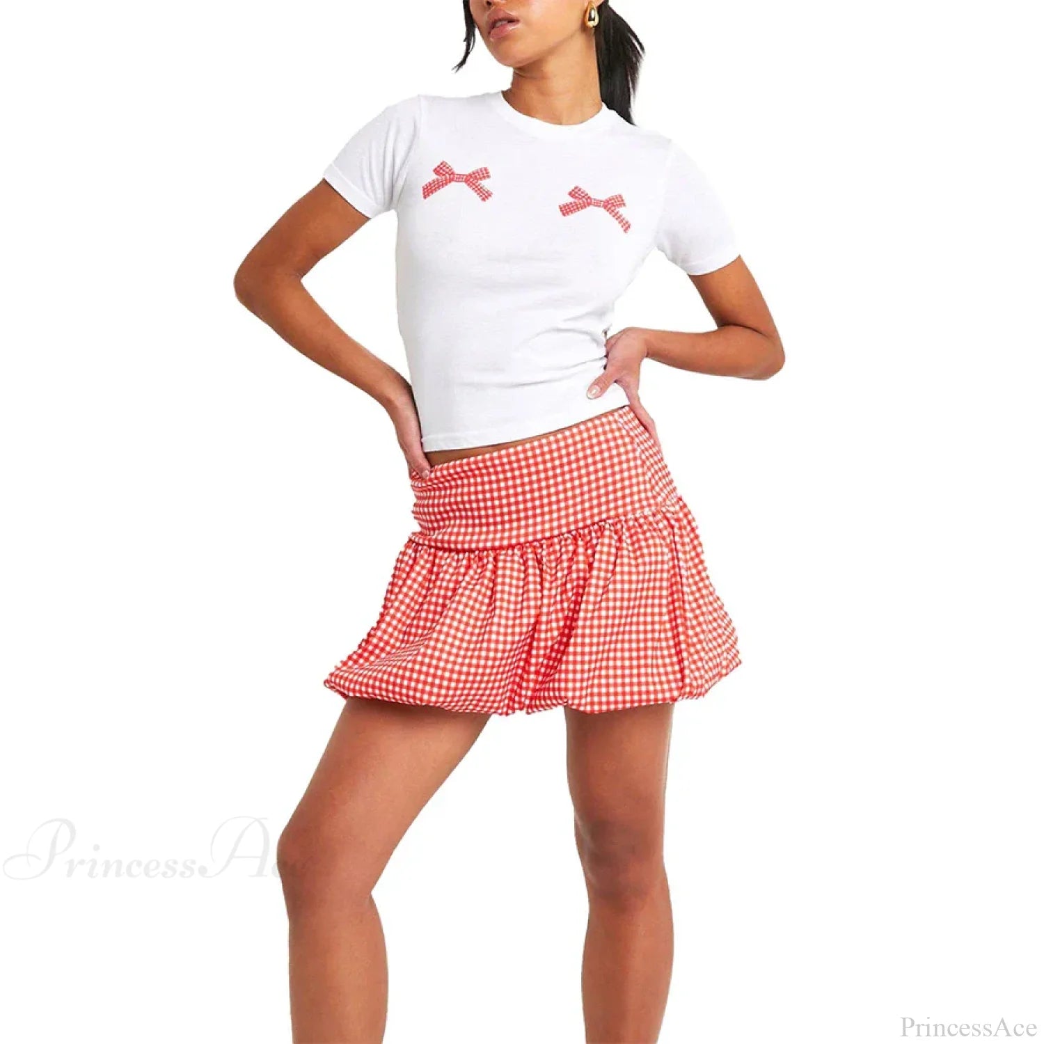 Gingham Bubble Plaid Style Skirt skirts-250223