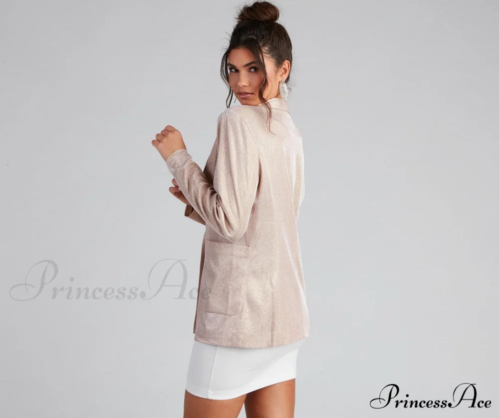 Glamour Glitter Blazer Casual Woven Jackets