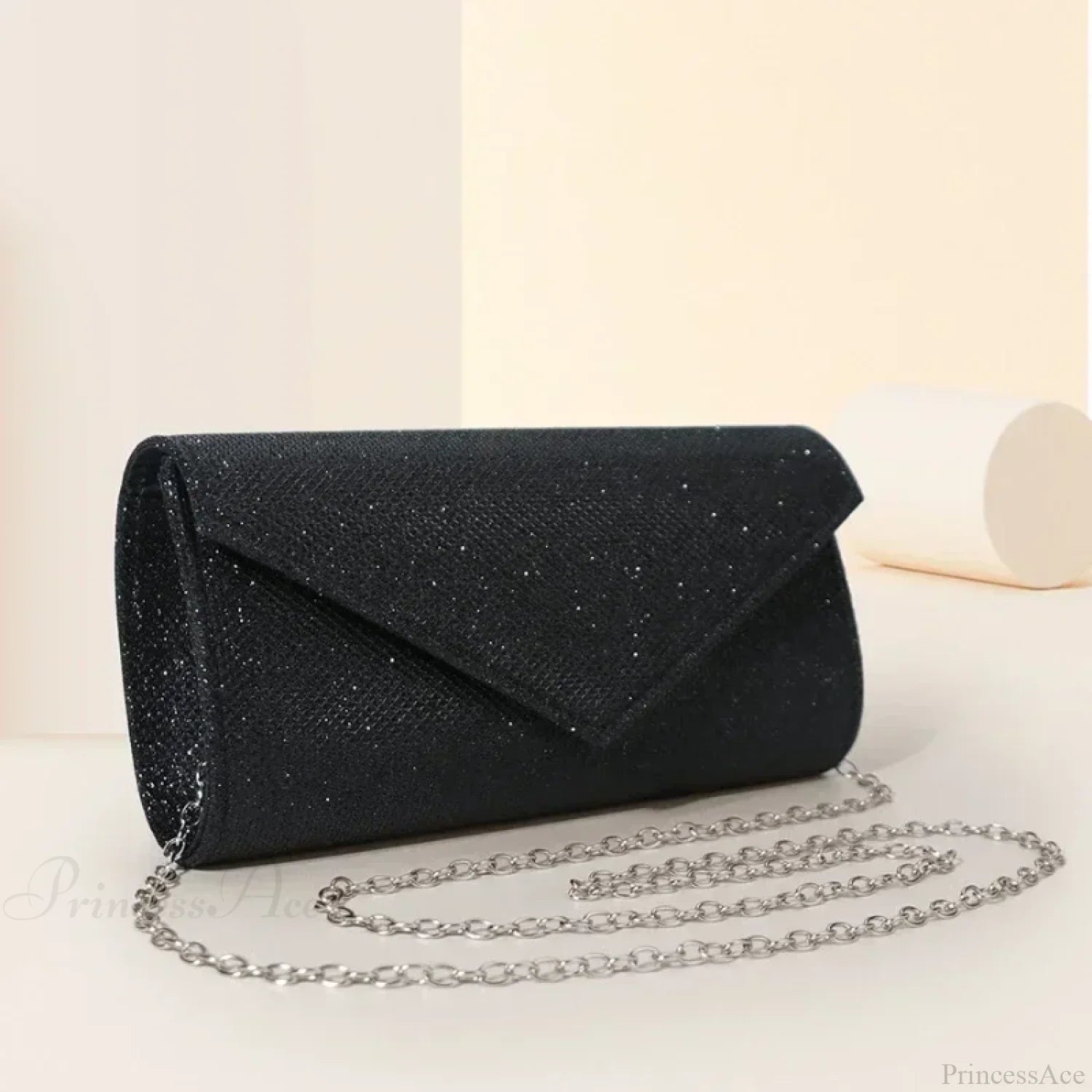 Glitter Envelope Chain Evening Clutch Bag Black clutchbag-250126