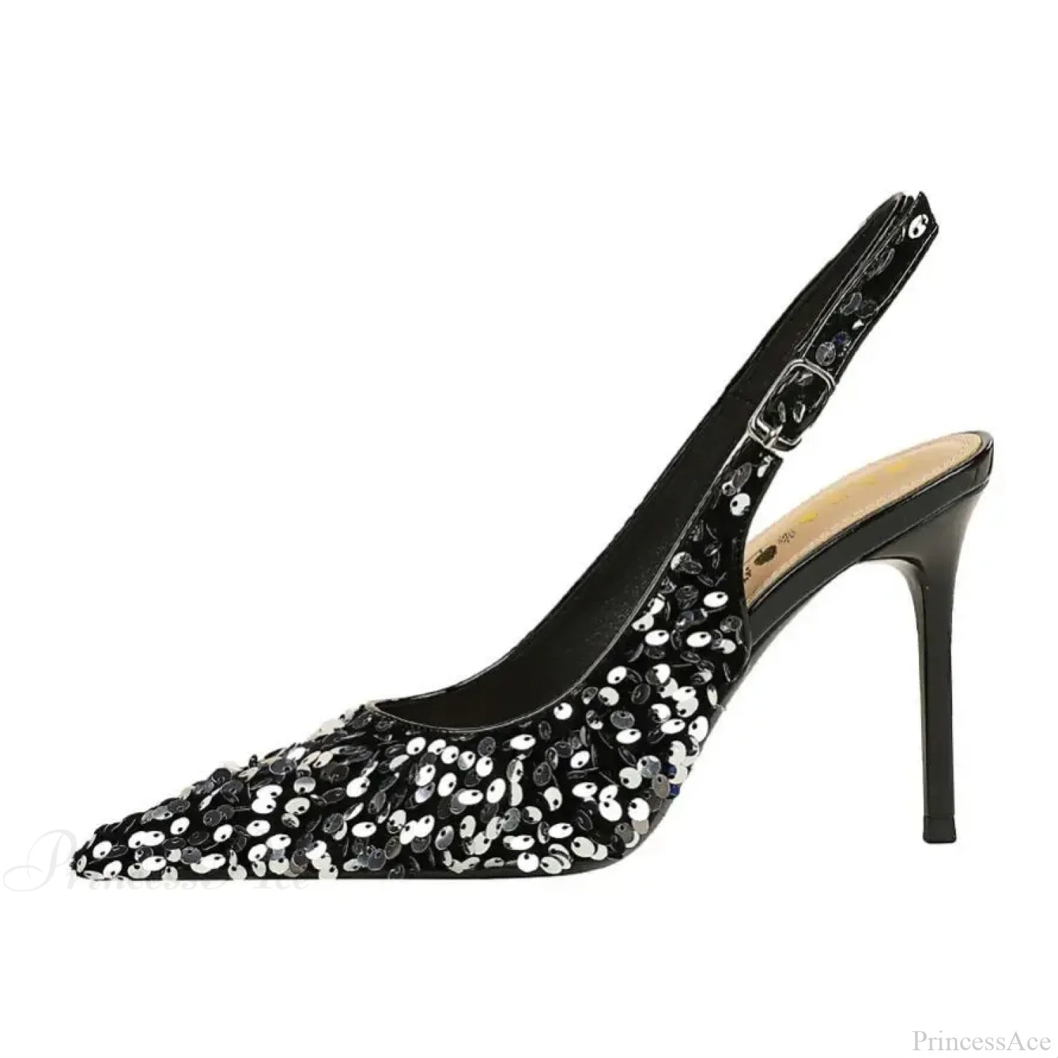 Glitter Luxury Pointed Toe Pumps Golden Thin Heels Sexy Slingback Sandals High Heel Silver / 35