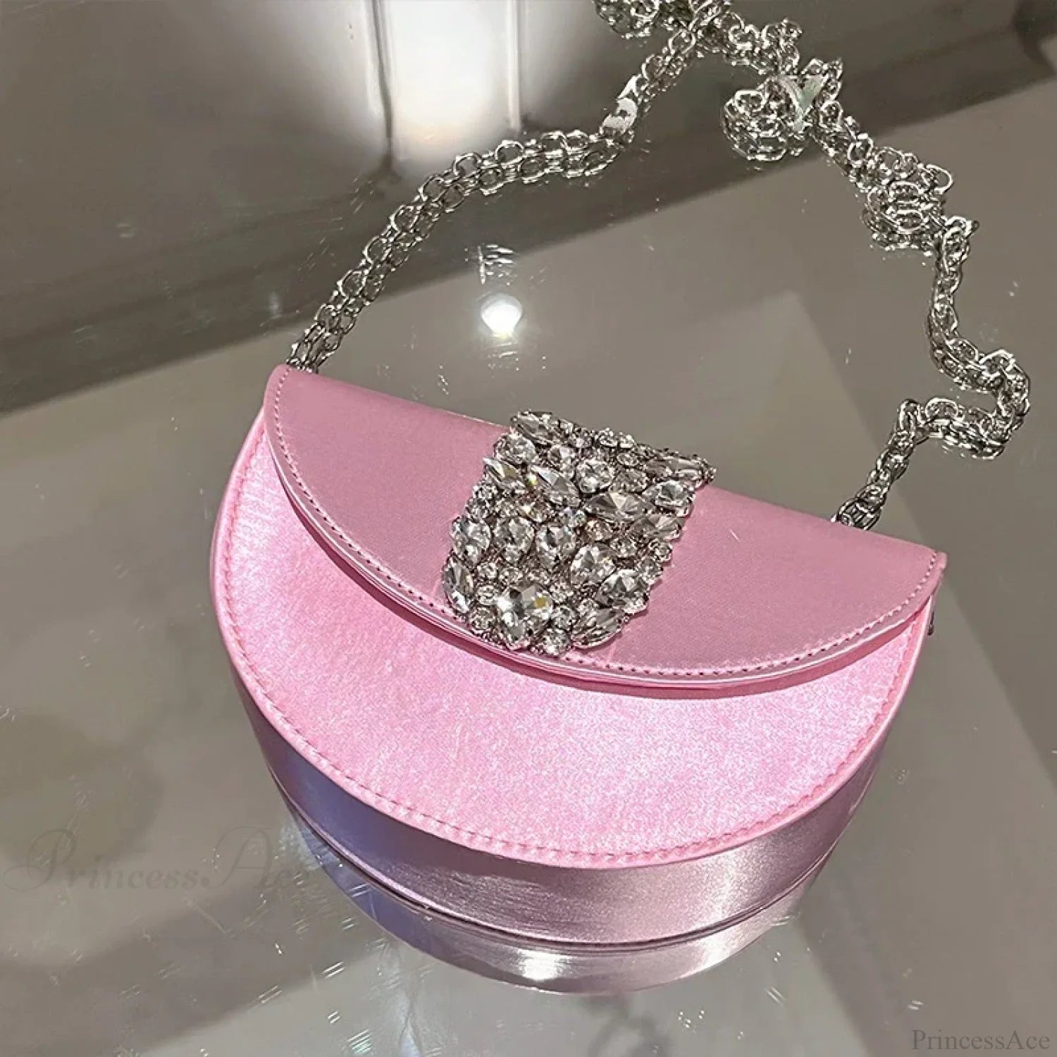 Glittering Crystal Satin Evening Clutch Wedding Purse clutchbag-250126