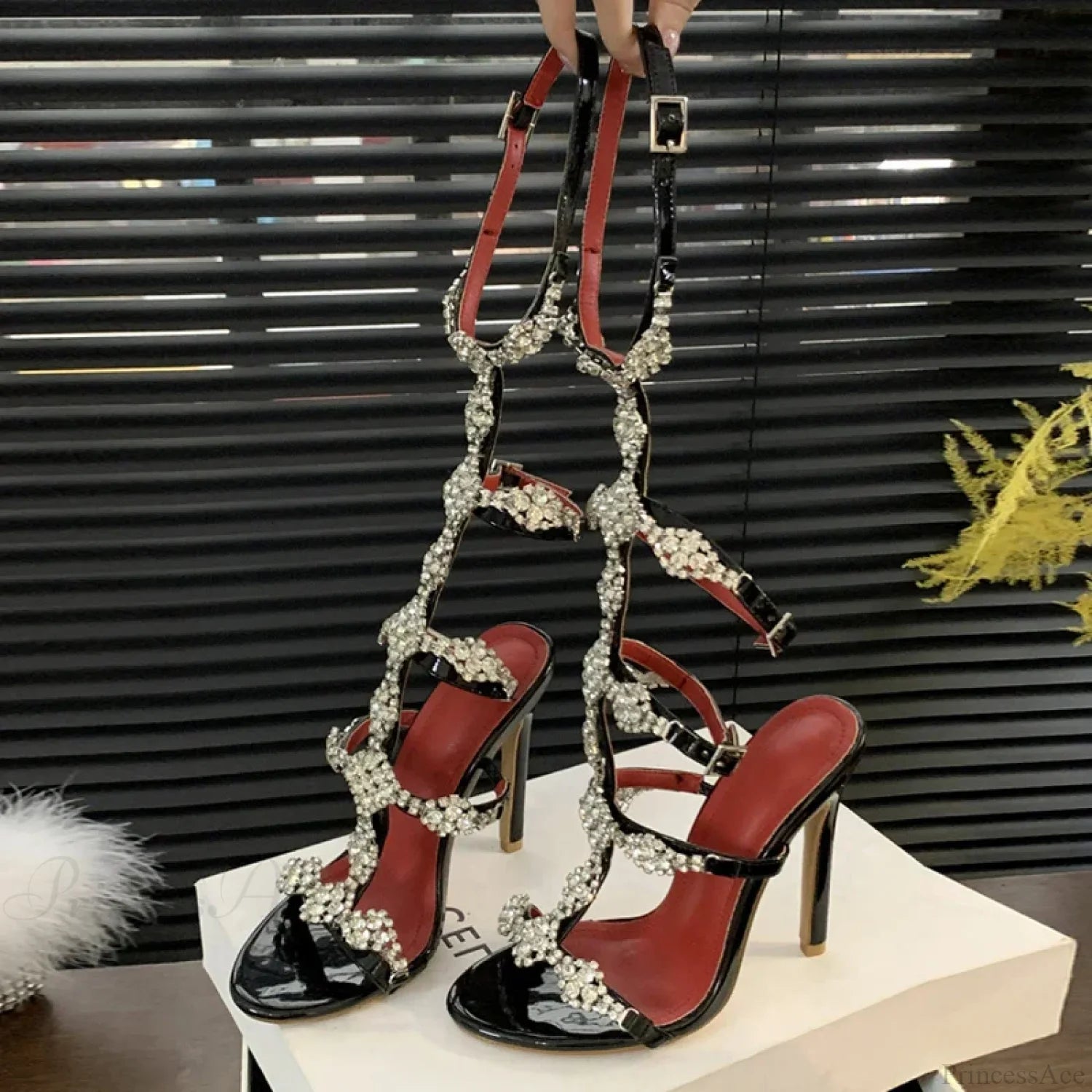 Glittering Sexy Crystal Open-Toe Rhinestone Platform Sandals Summer Party Elegant Stylish High Heel