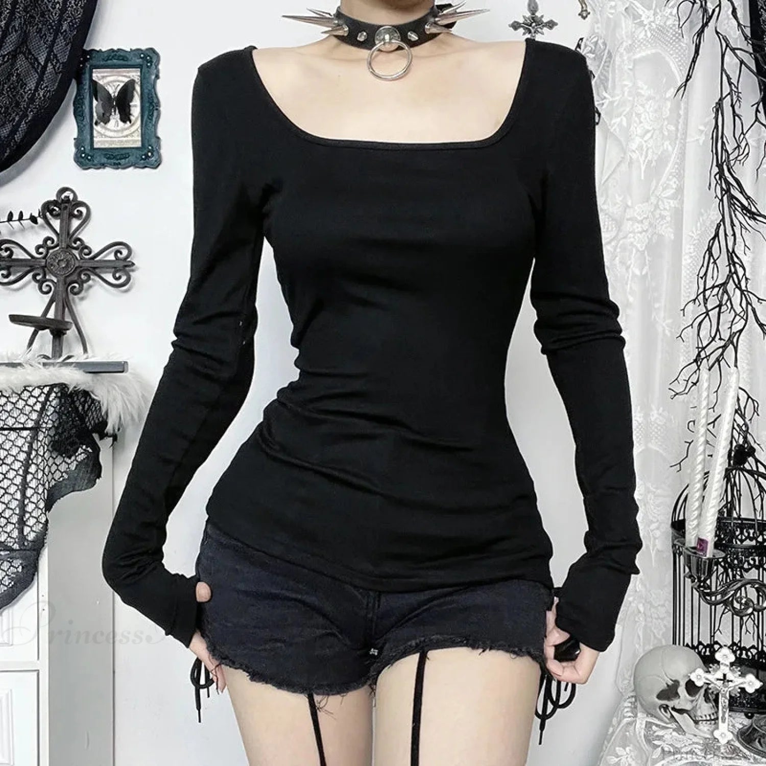 Gloomy Lace Patchwork Gothic Blouse