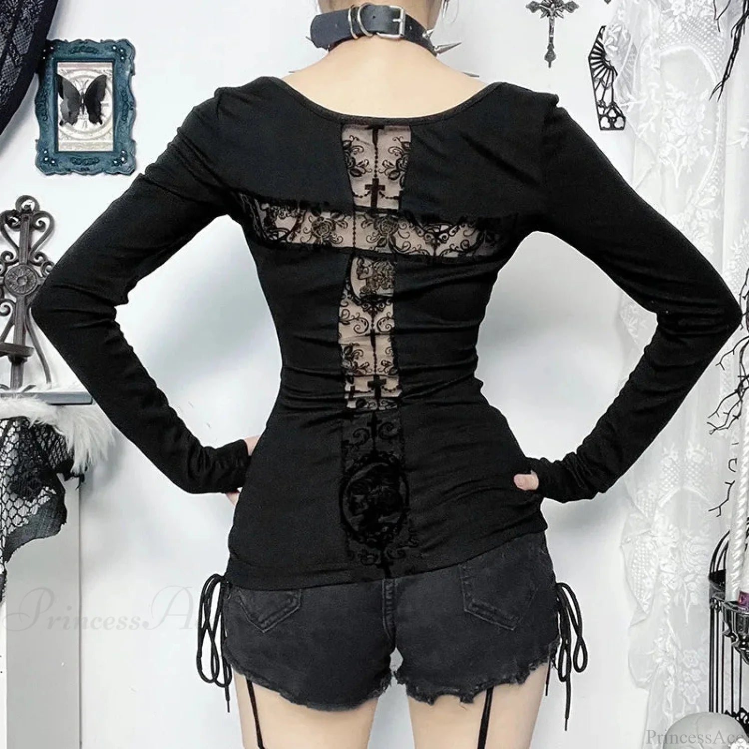 Gloomy Lace Patchwork Gothic Blouse