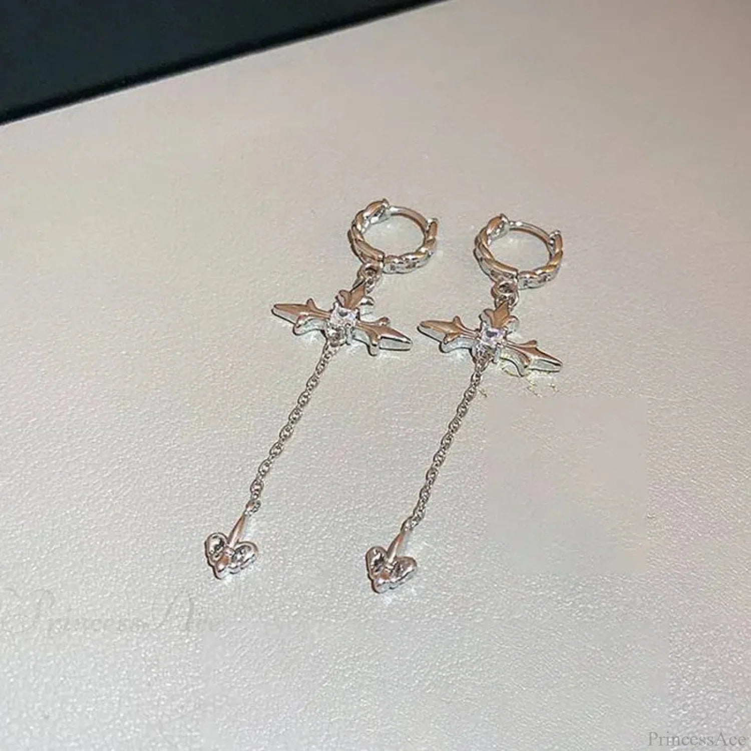 Gloomy Rebel Metal Chain Cross Affection Earring color7