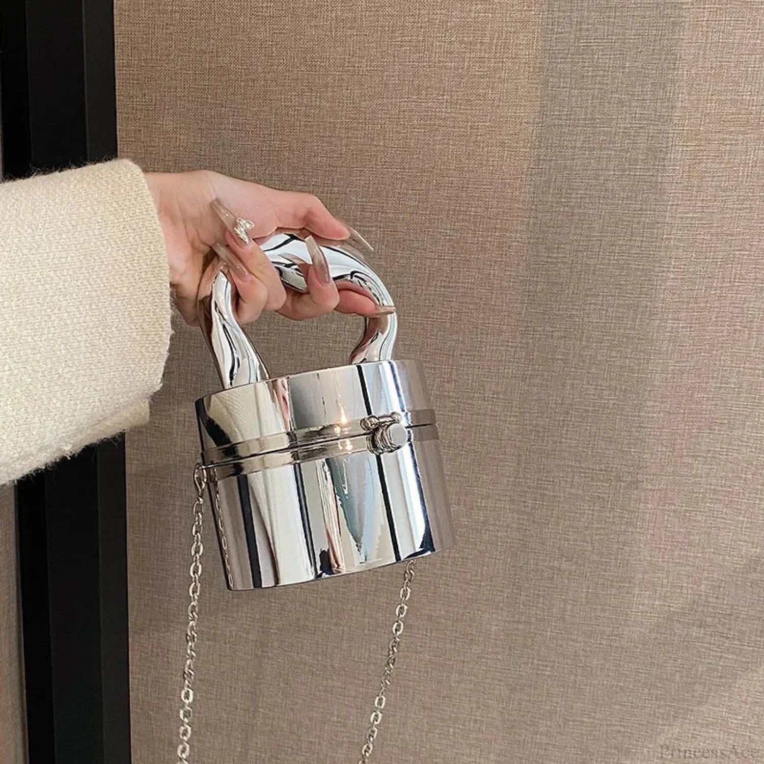 Gold Box Shiny Clutch Evening Party Handbag Silver handbag-250126