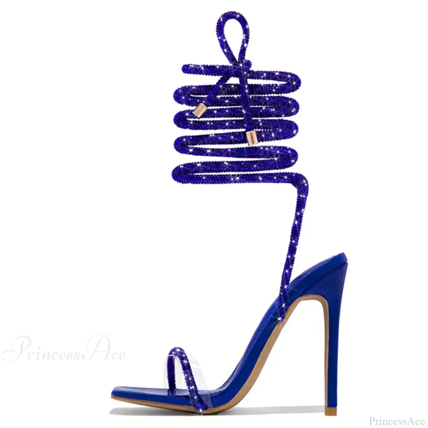 Gold Crystal Ankle Cross-Strap Sexy Open-Toe Club Summer Party Banquet High Heel