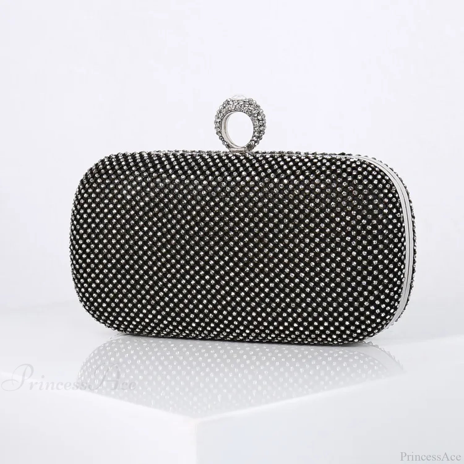 Gold Diamond Dinner Clutch Wristlet Black wristlet-250126