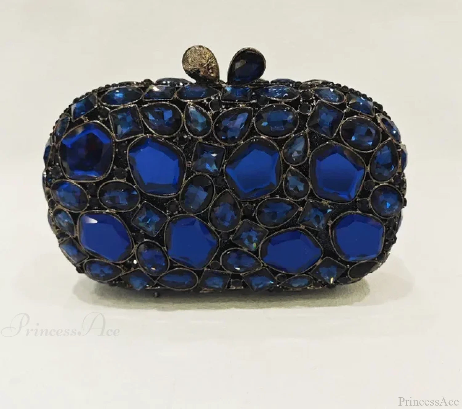 Gold/Silver Crystal Evening Clutch Wristlet Navy blue wristlet-250126