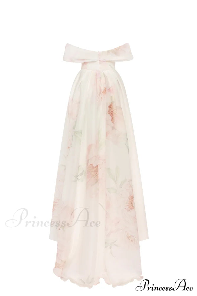 Gorgeous Pink Peony Off-The-Shoulder Graceful Maxi Dress Garden Of Eden