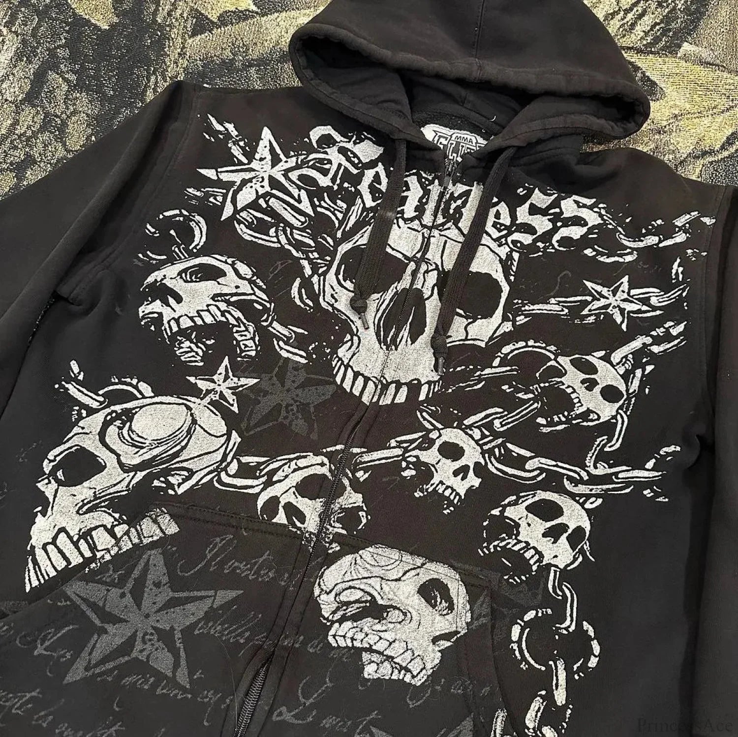 Gothic Dim Skull Print Pullover Hoodie