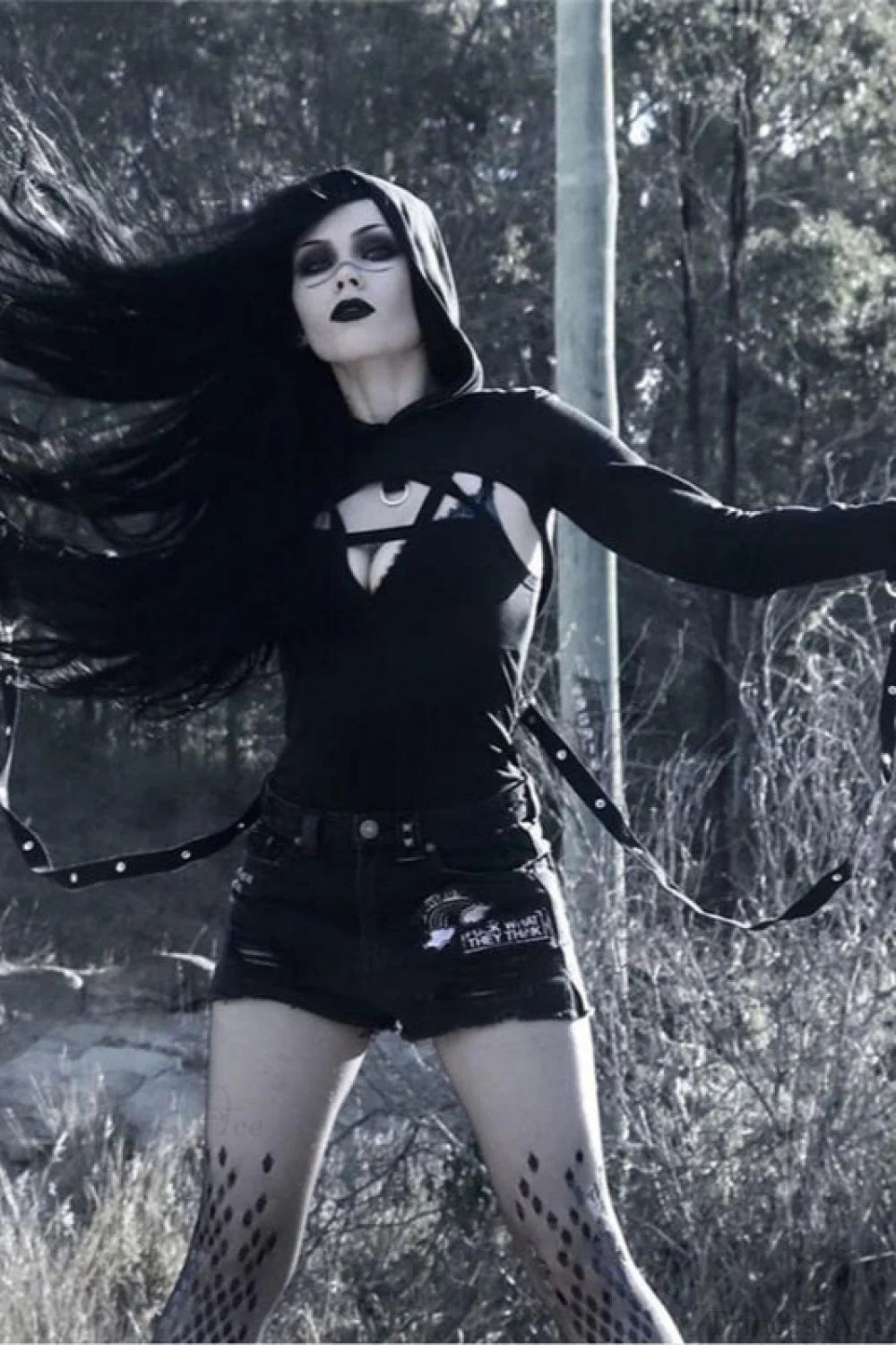 Gothic Hooded Long Sleeve Hoodie