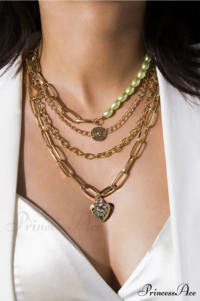 Gothic Layered Baroque Charming Pearl Chunky Chain Necklace