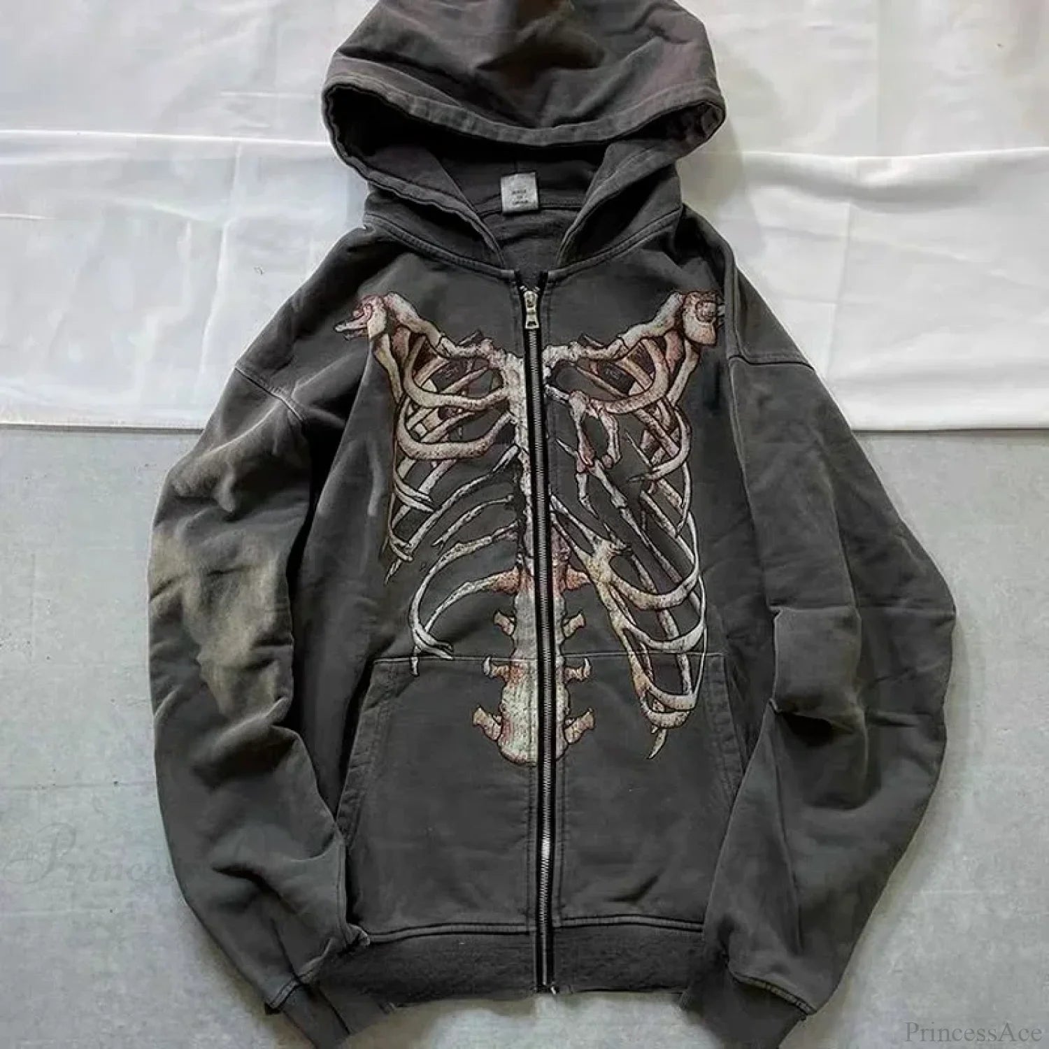 Gothic Long Sleeve Zipper Hoodie black 1 / M