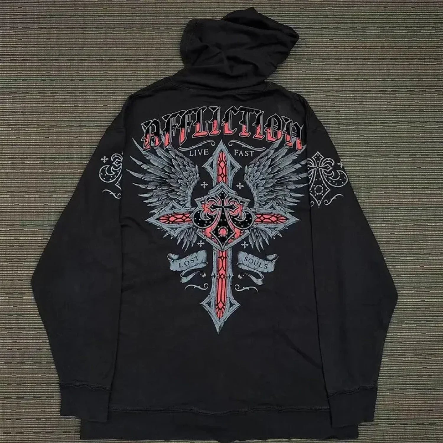 Gothic Long Sleeve Zipper Hoodie black 6 / M