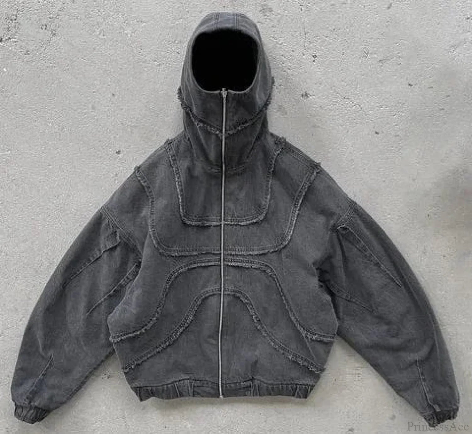 Gothic Punk Washed Zipper Hoodie black 6 / S