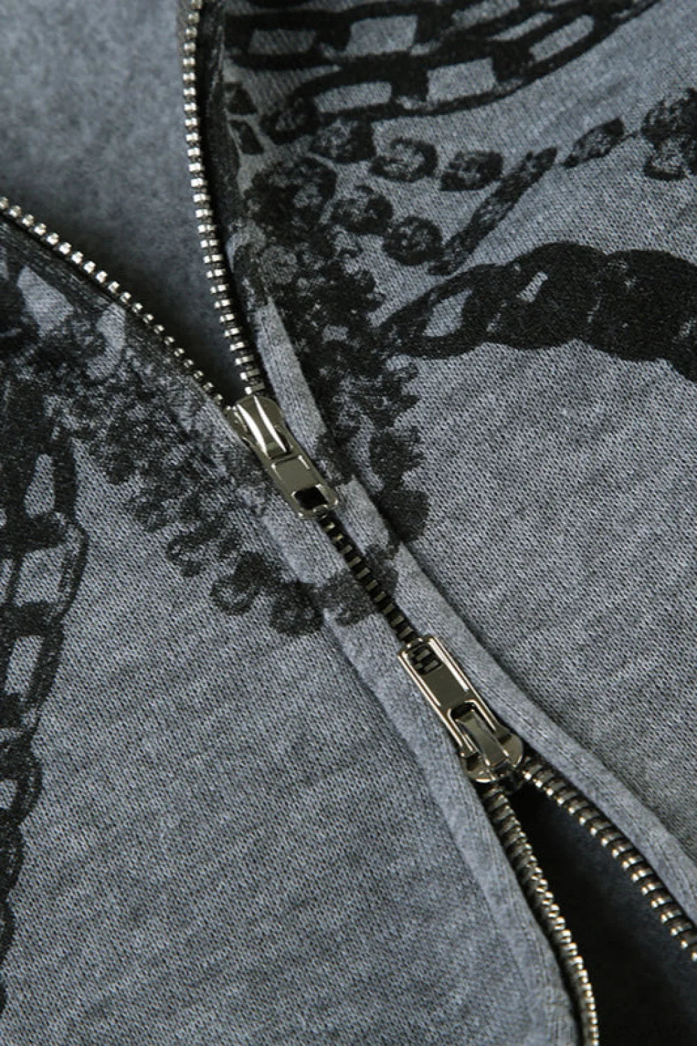Gothic Skeleton Chain Zip Hoodie