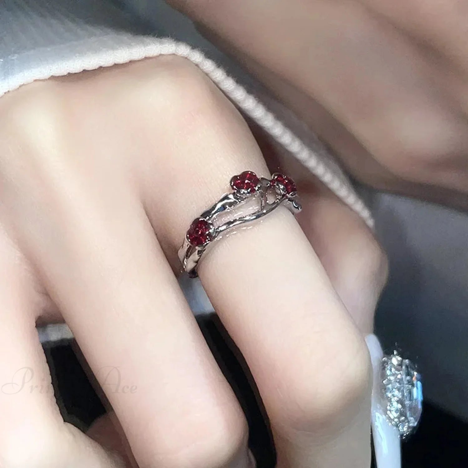 Gothic Unpredictable Stone Animal Ring red5