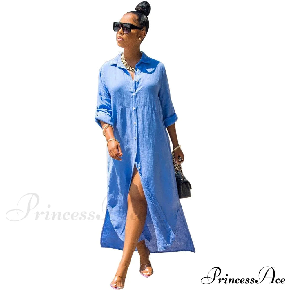 Gown Street Commuter Long Casual Blouse Size Home Loose Button Large Style Women’s Print 12 / S