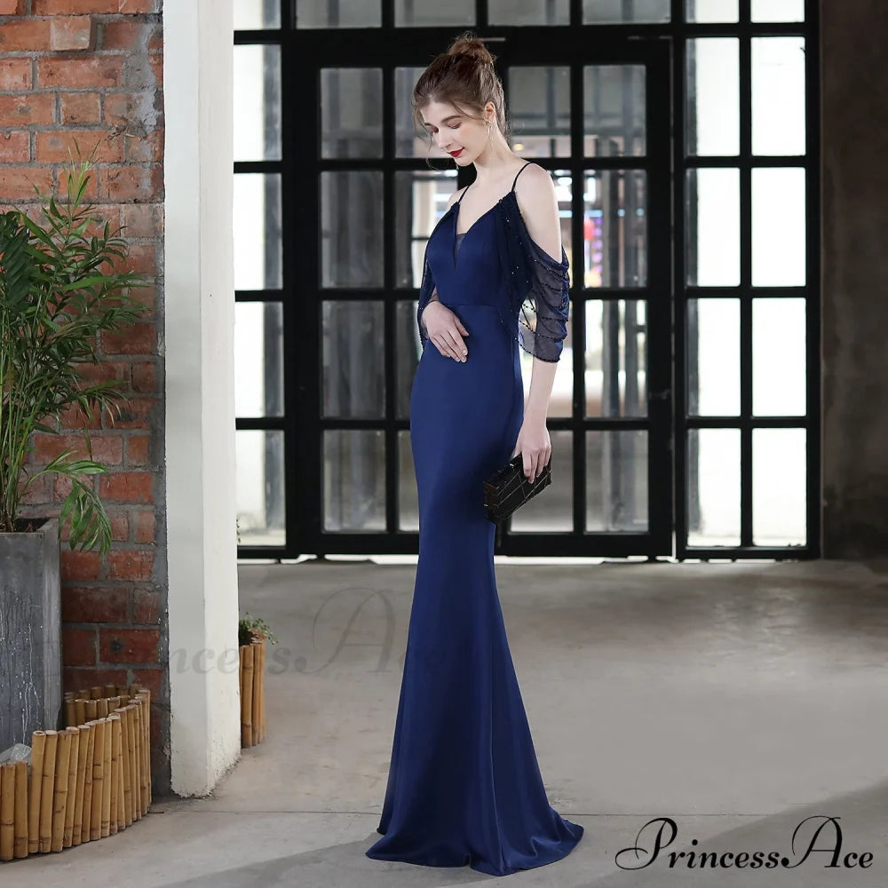 Grace Mesh Stylish Trim Sleeve Dress S.o. Long Dresses