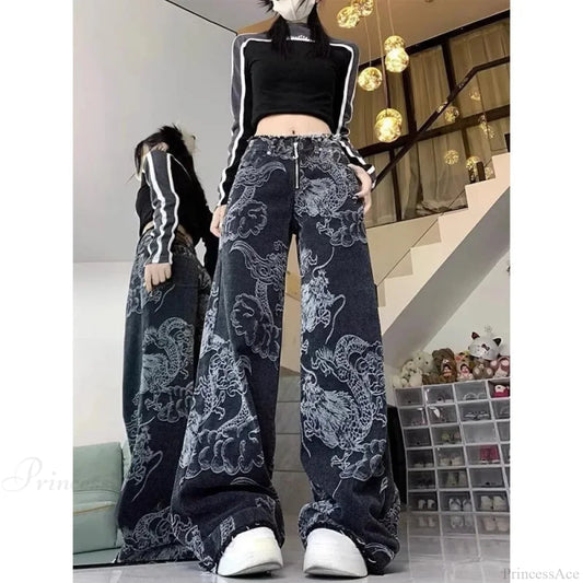 Graffiti Imprinted Gothic Hip Hop Pant Black / 3XS
