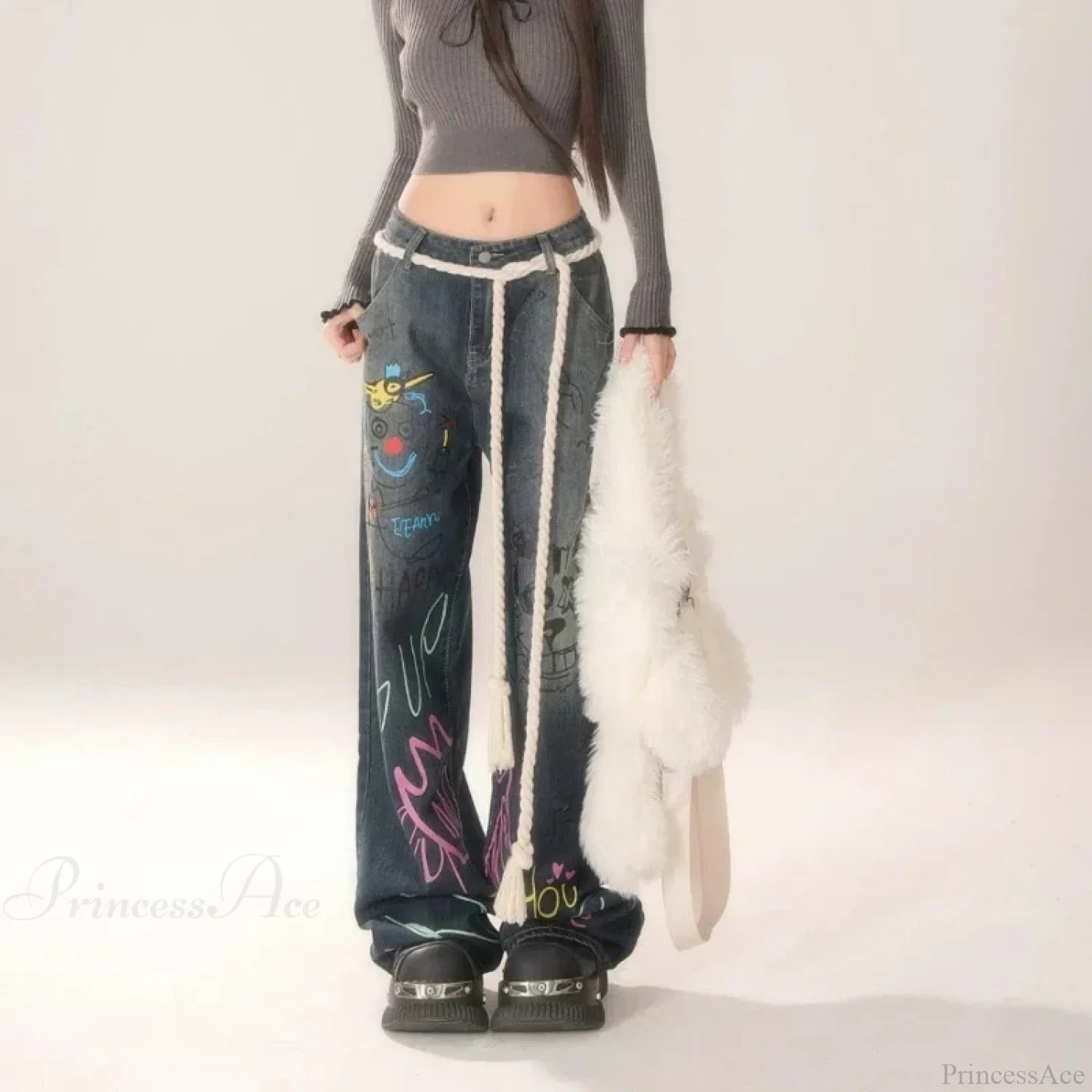 Graffiti Vintage High Waist Jeans Pants