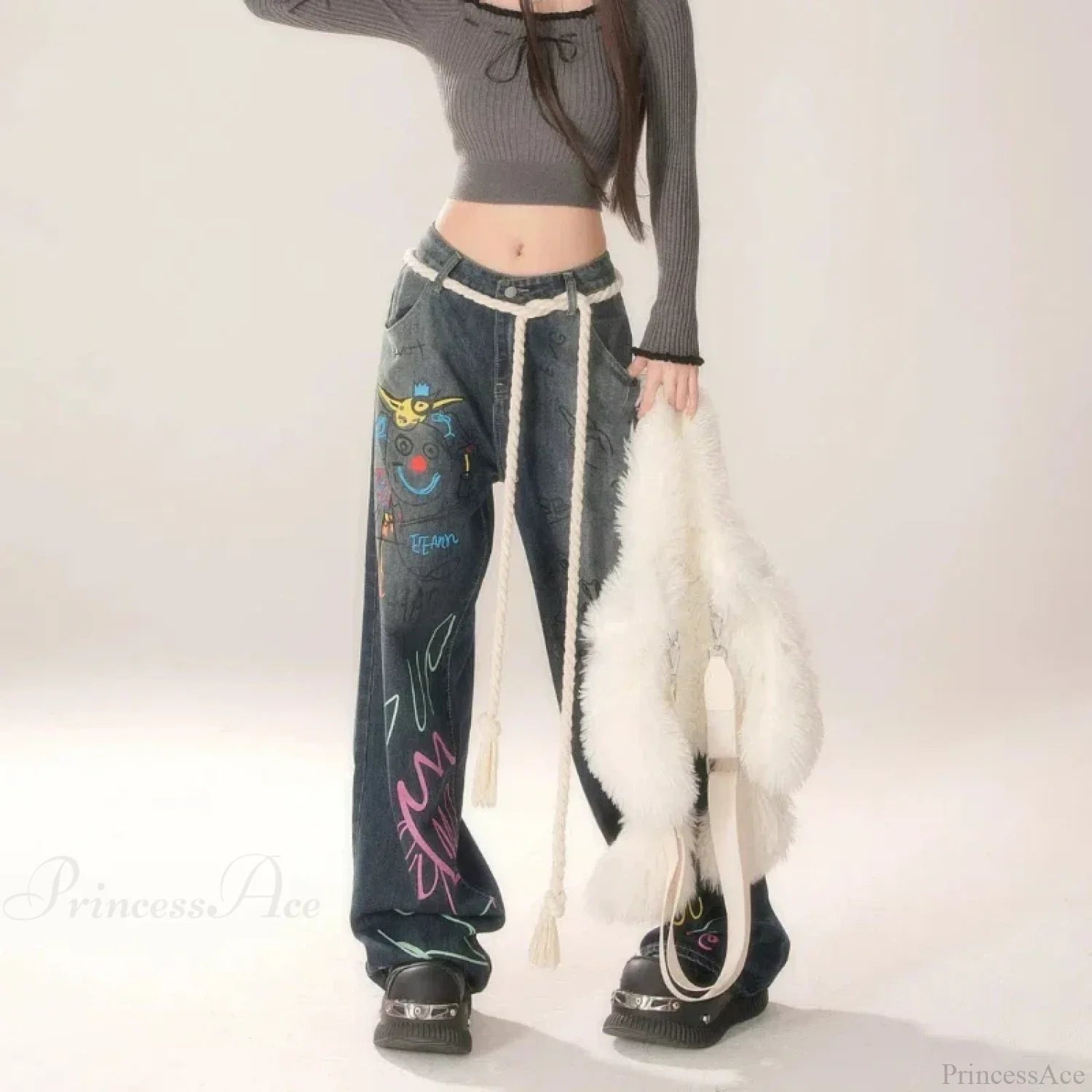 Graffiti Vintage High Waist Jeans Pants