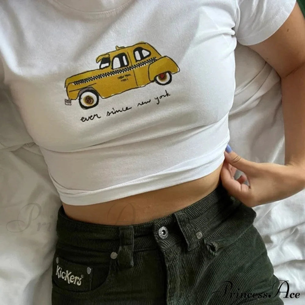 Graphic Cab Stylish Text White Tee