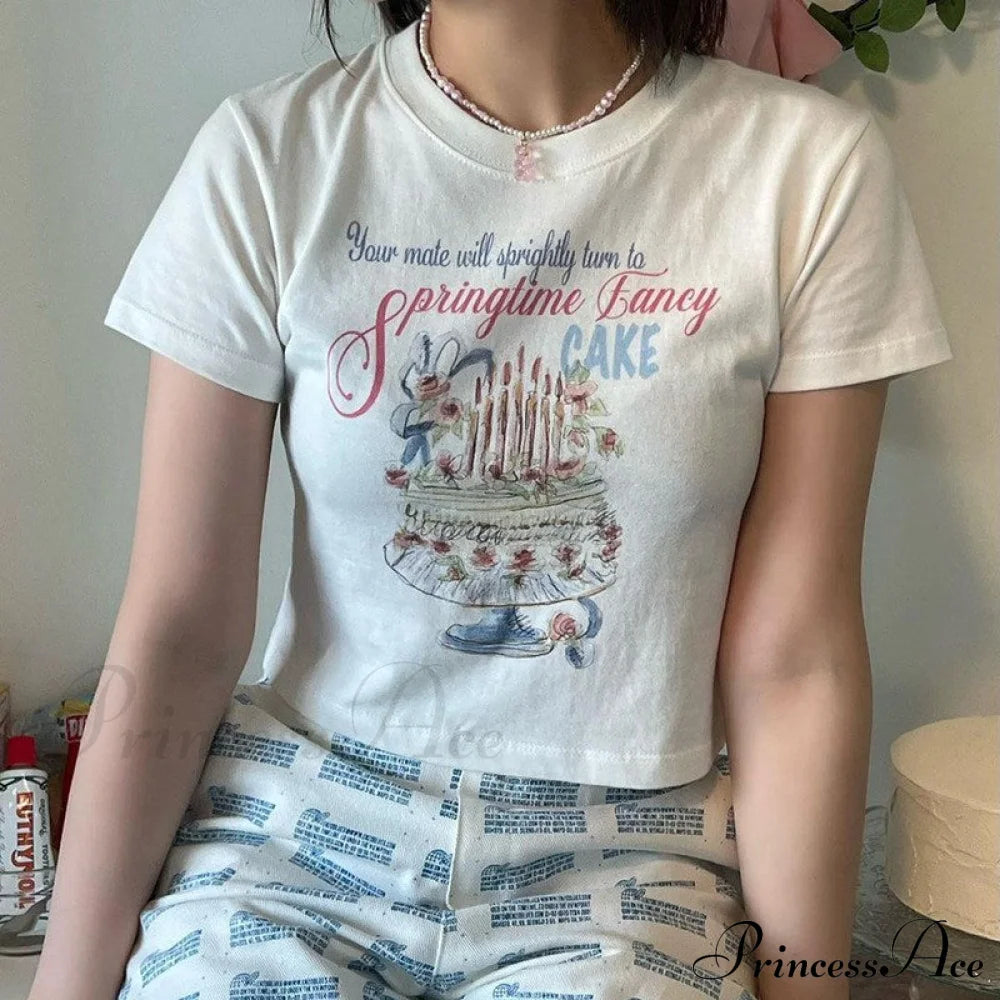 Graphic Vintage Stylish Cake White Tee