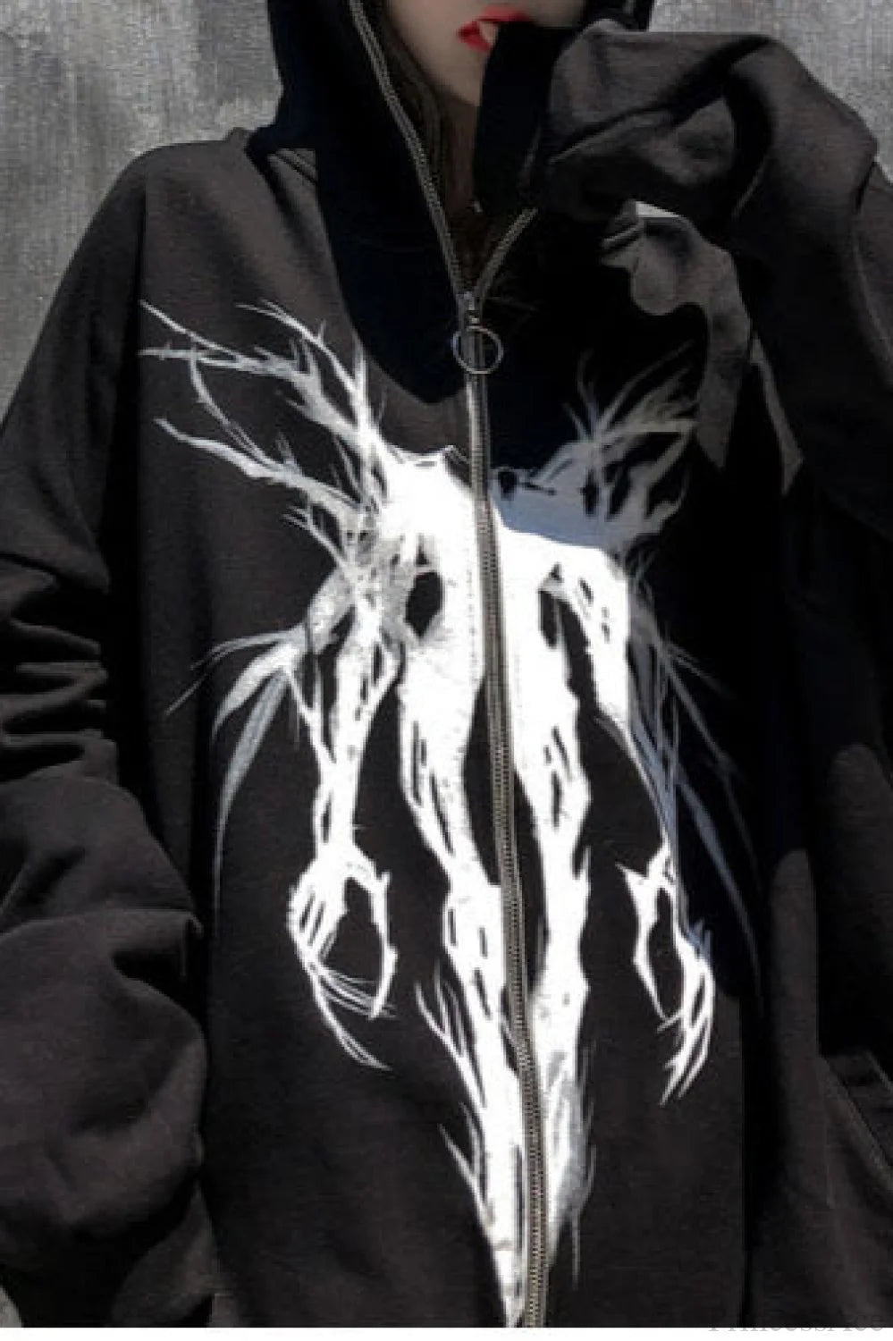 Graphic Zip Up Oversized Hoodie