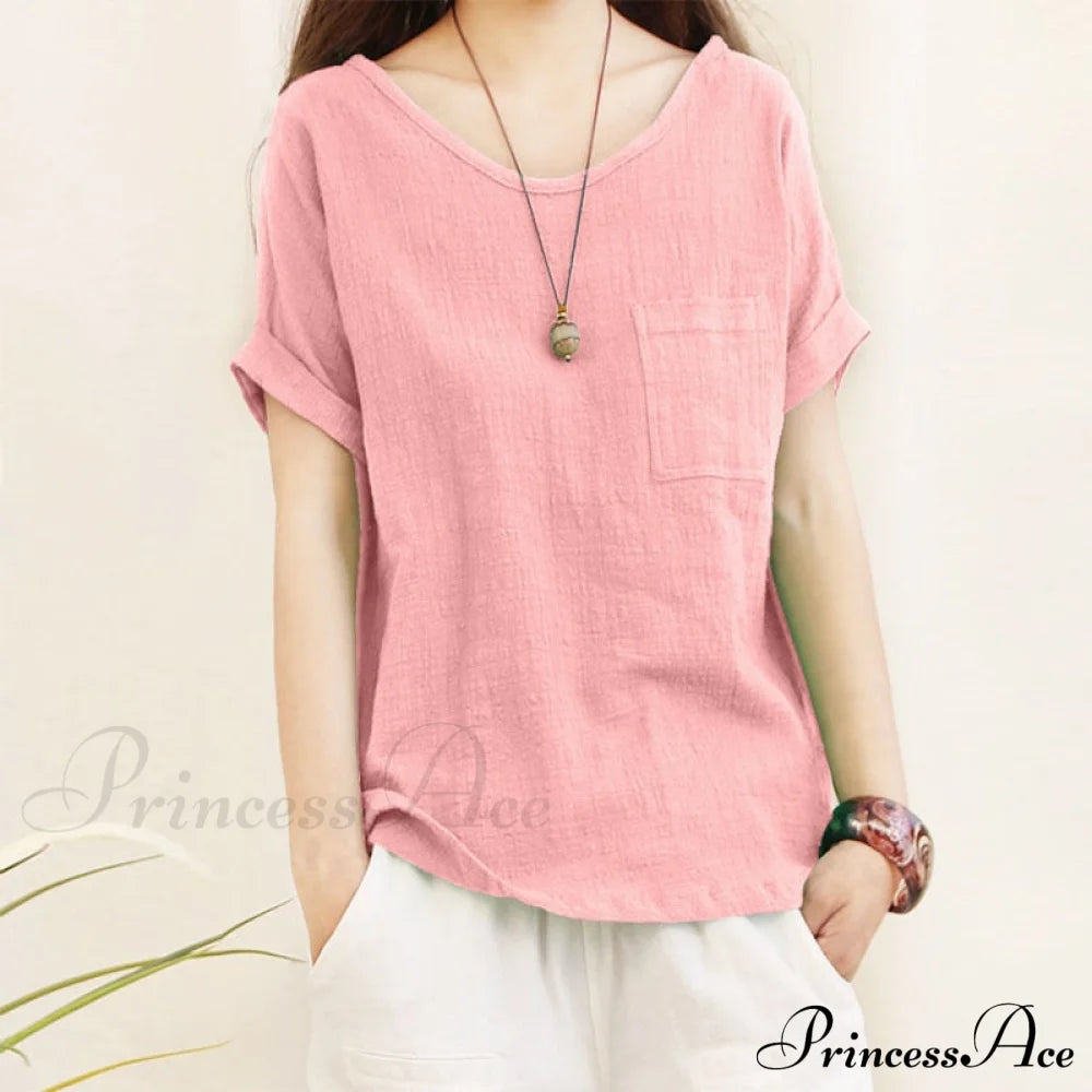 Green Brief Solid Blouse Arm Women Linen 5Xl Cotton Casual 2024 O Neck Oversize Warm-Season Lady