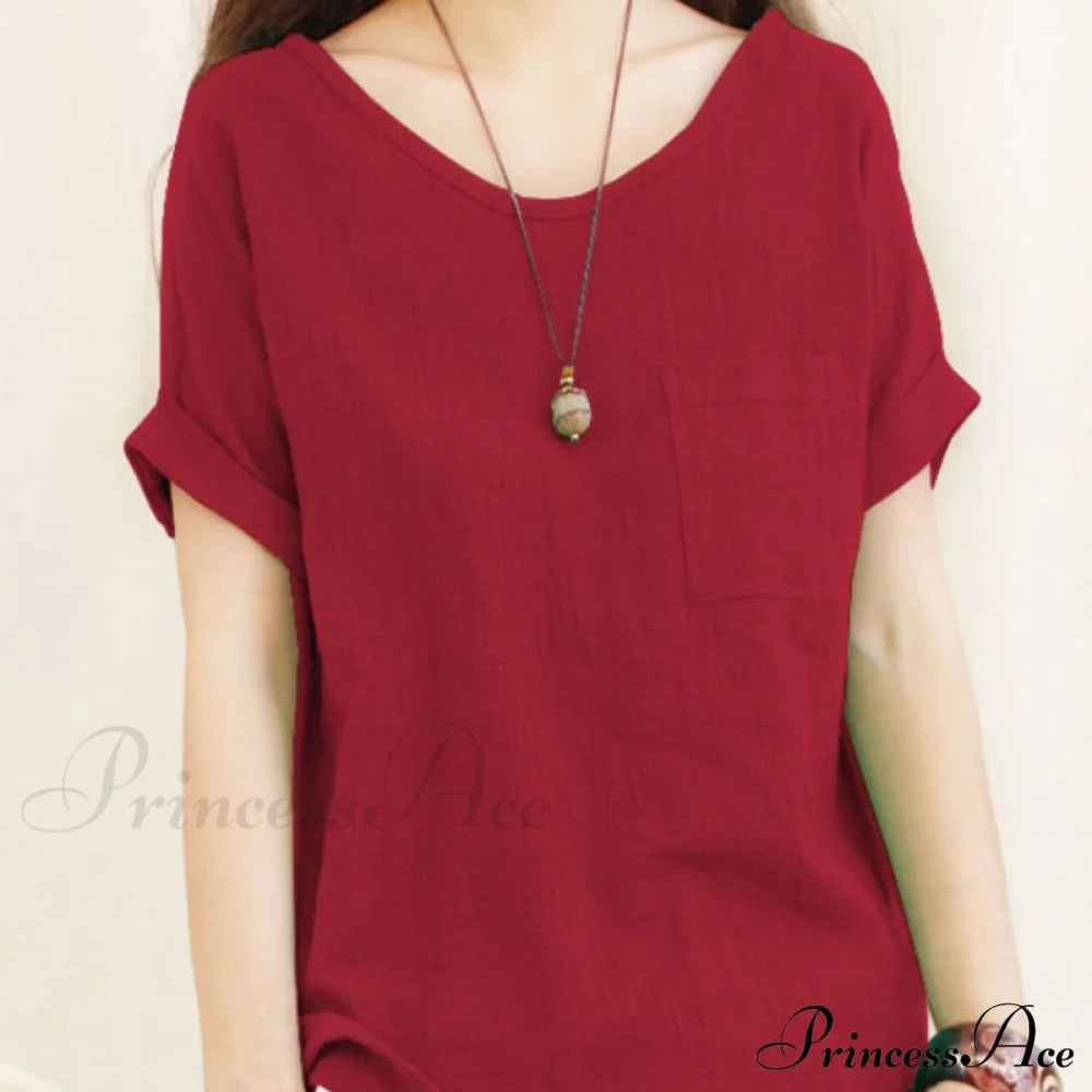 Green Brief Solid Blouse Arm Women Linen 5Xl Cotton Casual 2024 O Neck Oversize Warm-Season Lady