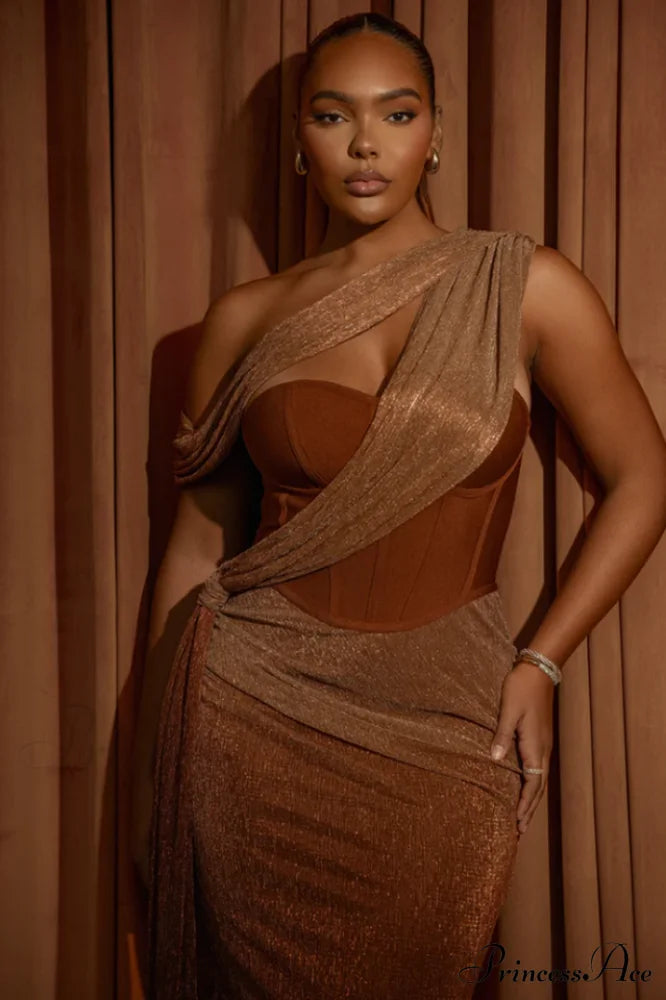 Green Celestina Stylish Draped Maxi Dress