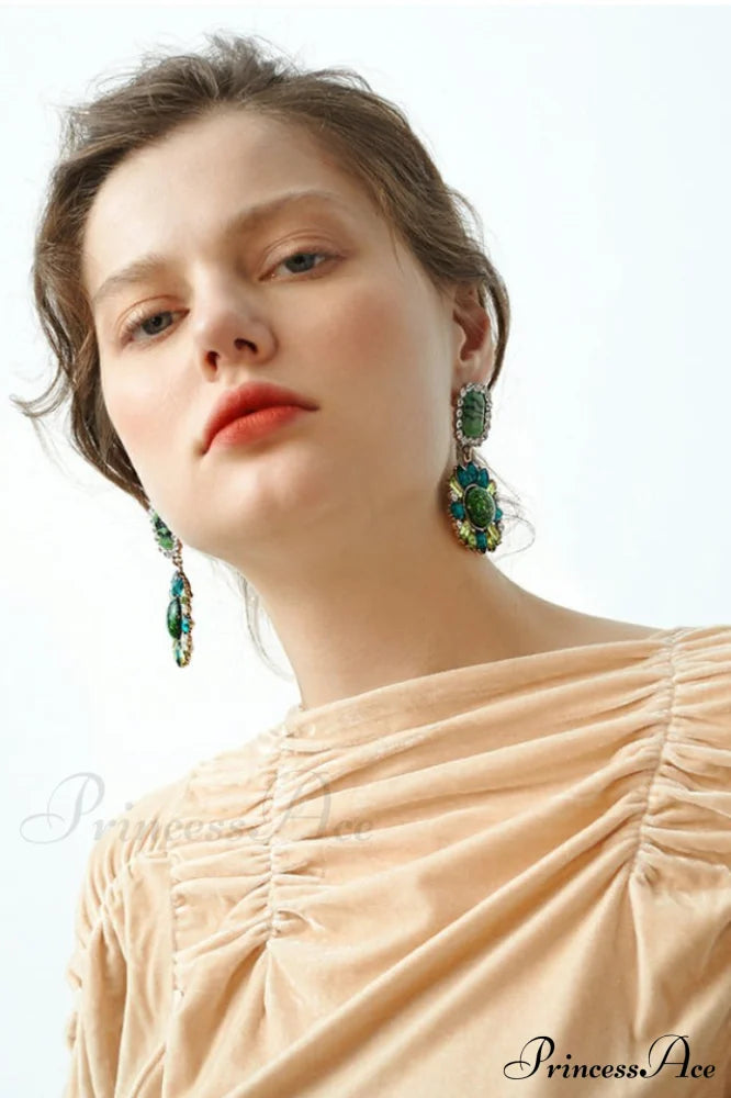 Green Dimond Stylish Dangle Earrings
