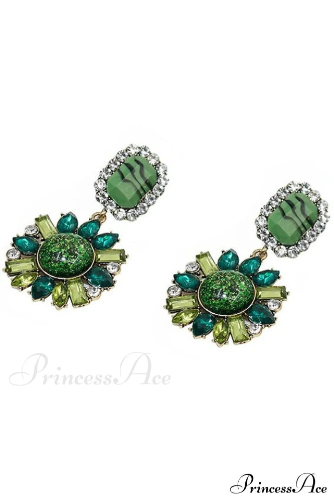 Green Dimond Stylish Dangle Earrings