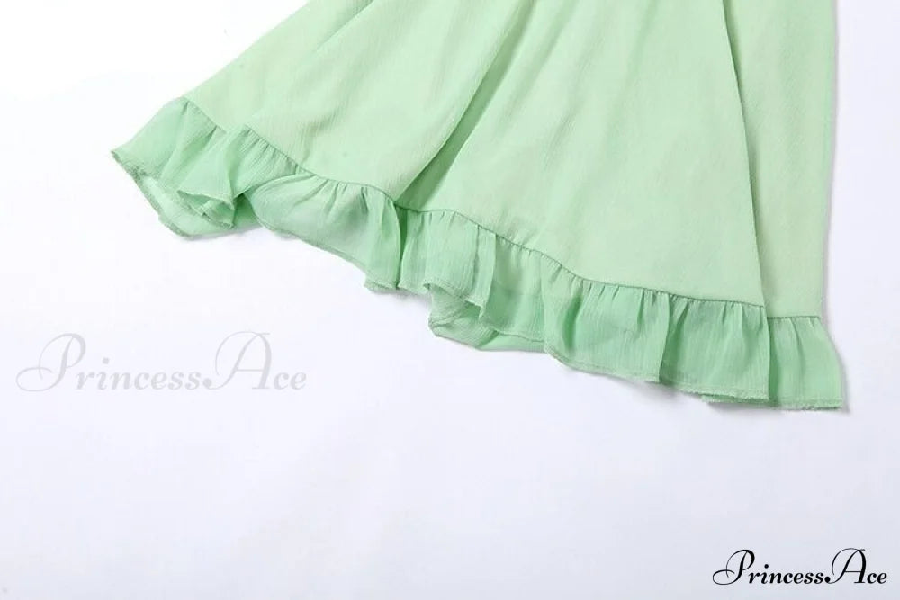Green Frill Stylish Mini Dress Dresses