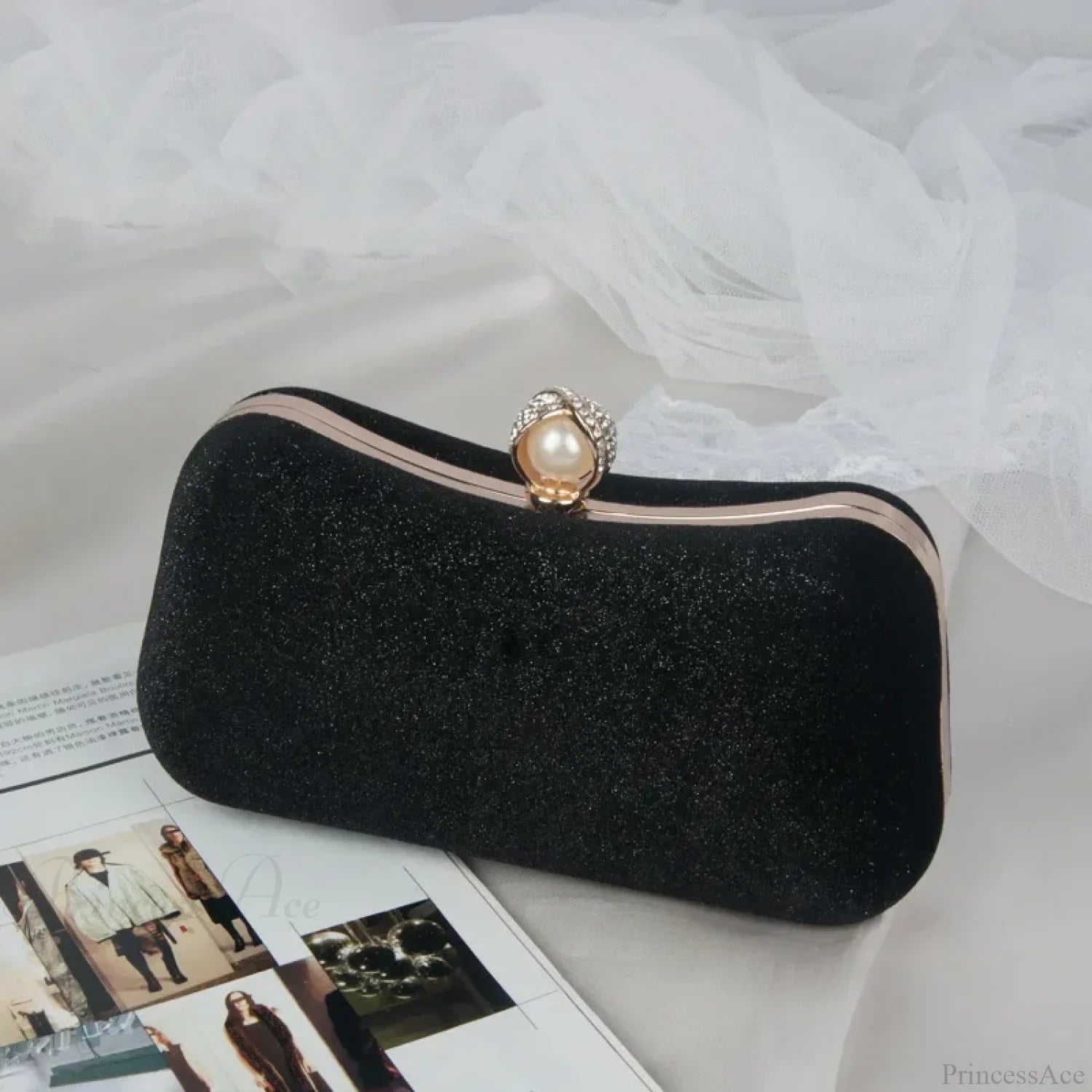 Green Vintage Wedding Evening Clutch Bag Black / 20x5x11cm clutchbag-250126