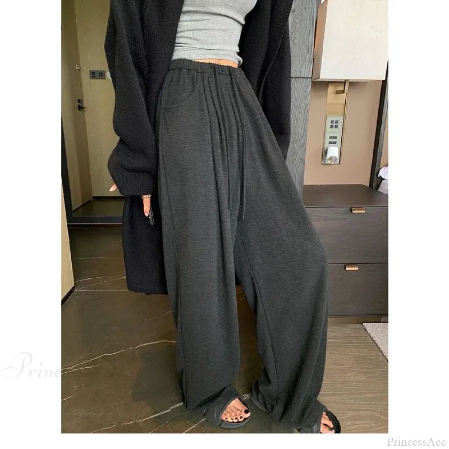 Grey Oversized Baggy Pants black / S