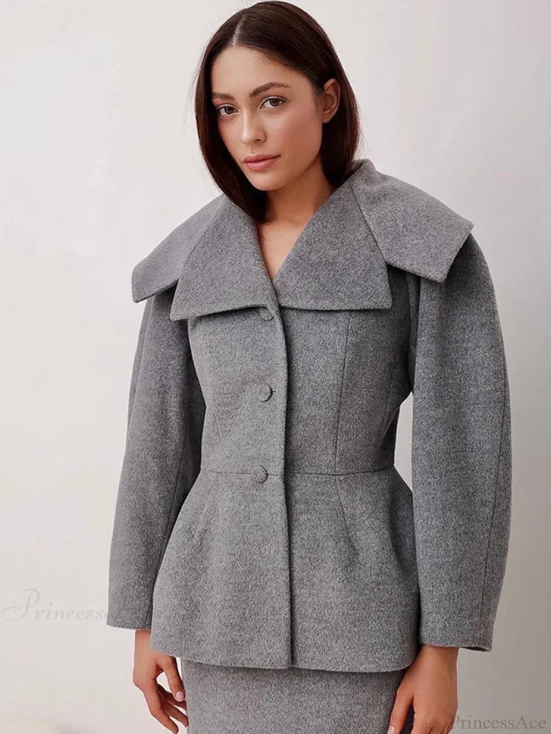 Grey Wool Blends Coat