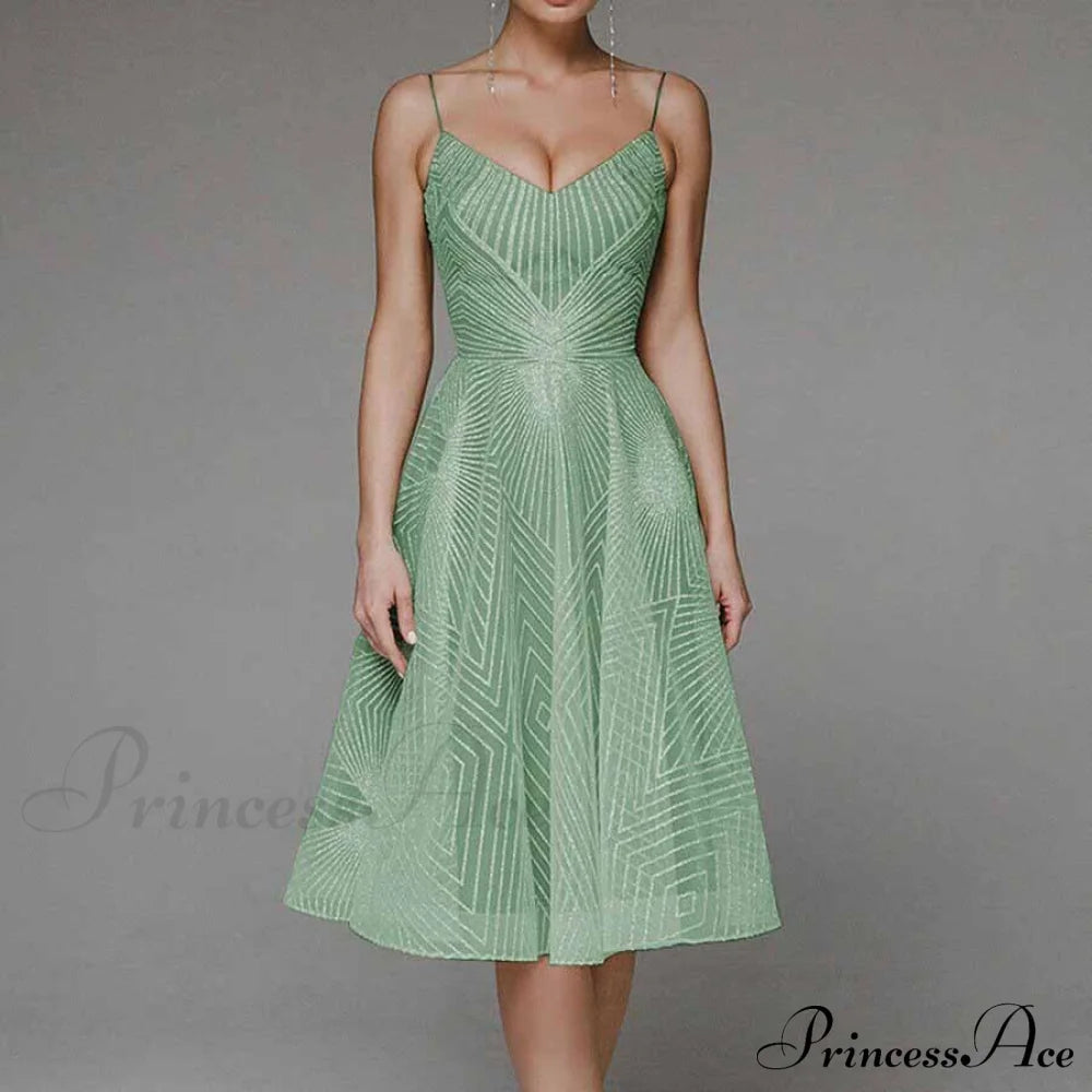 Guest Embroidered Formal Elegant Midi Warm-Season Wedding Evening Party - Backless Gown For Women